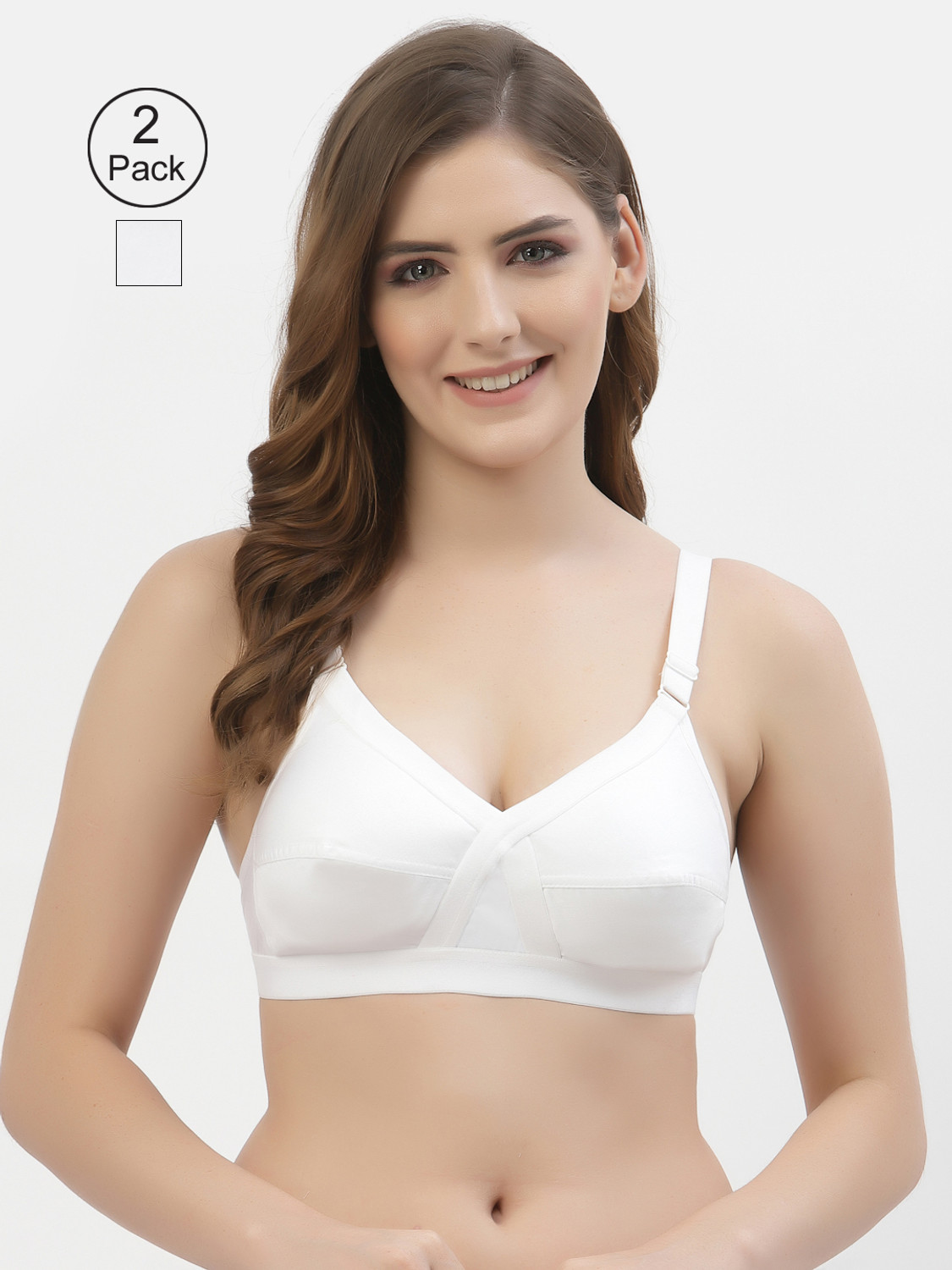 Image of Floret Women Full Coverage Non Padded Bra (White)