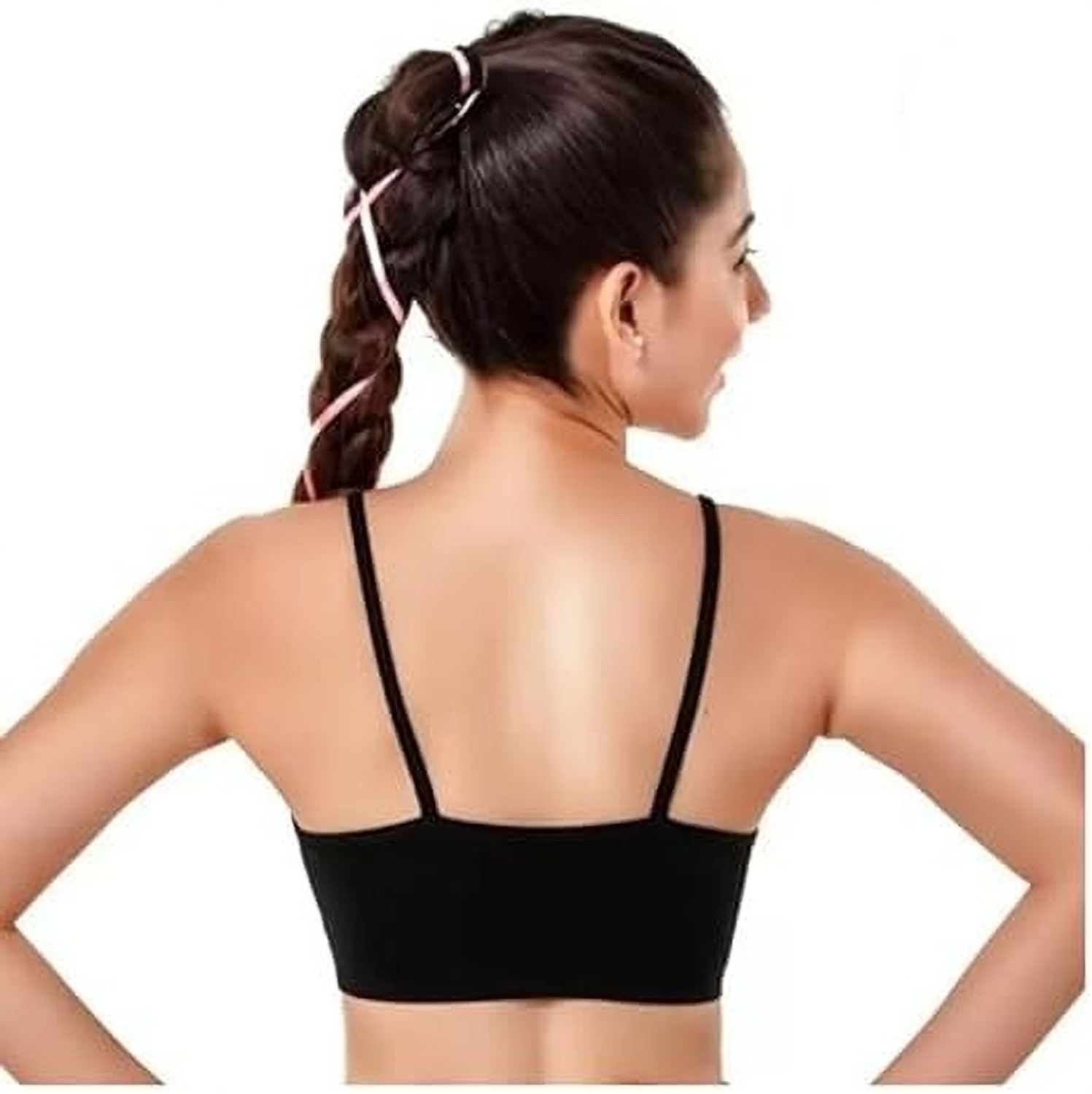 Image of texello Pack of 3 Girls Training /Beginners Non Padded Bra (Black, White, Grey)