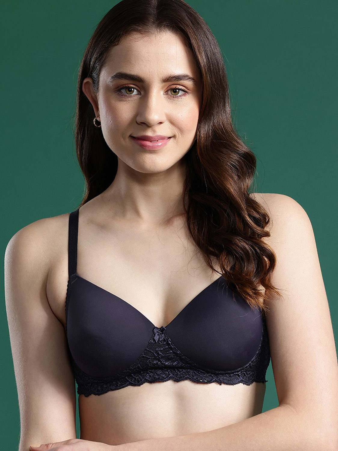 Image of Dressberry Women T-Shirt Lightly Padded Bra (Dark Blue)