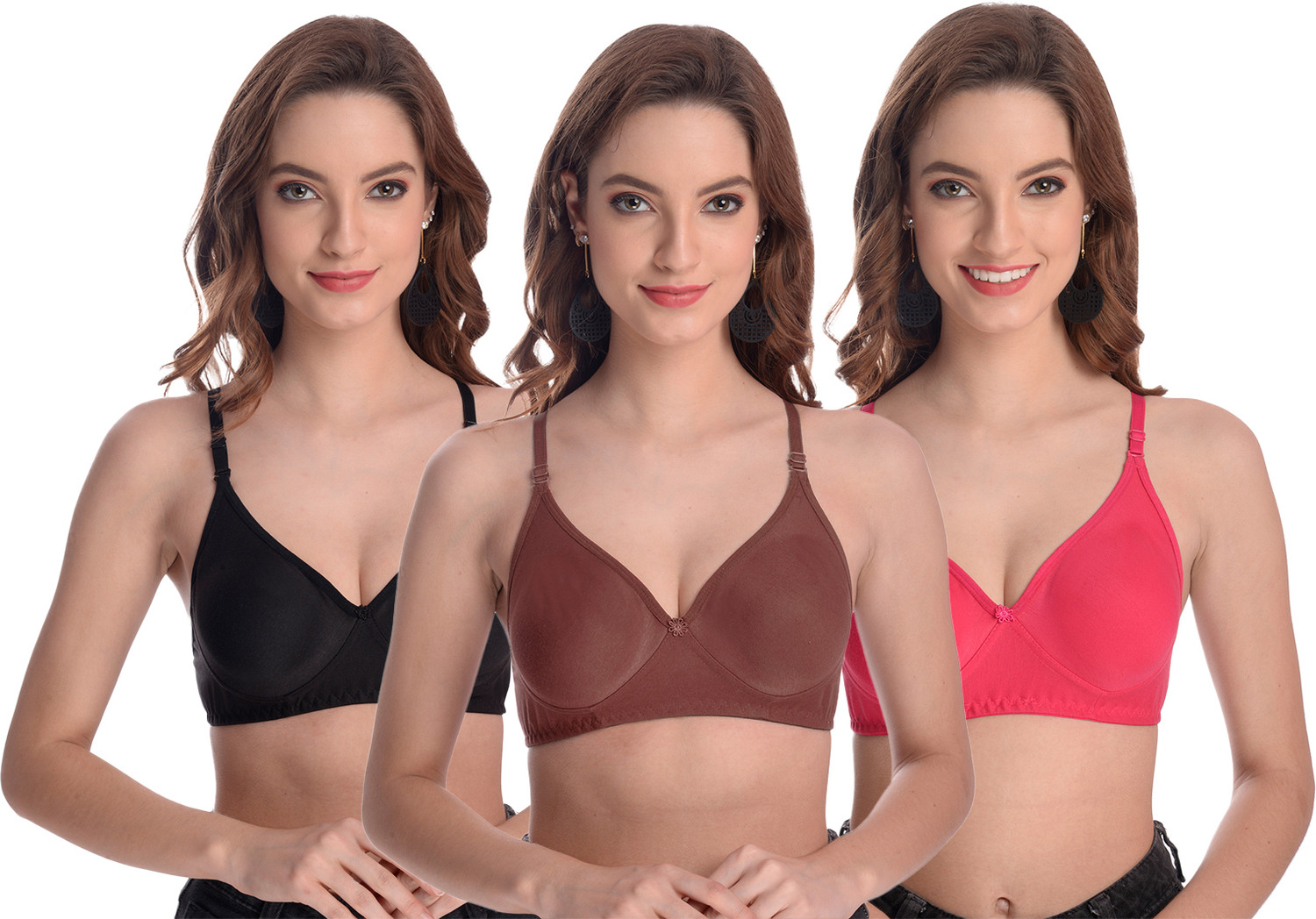 Image of BOOMSHY Pack of 3 Women Full Coverage Heavily Padded Bra (Multicolor)