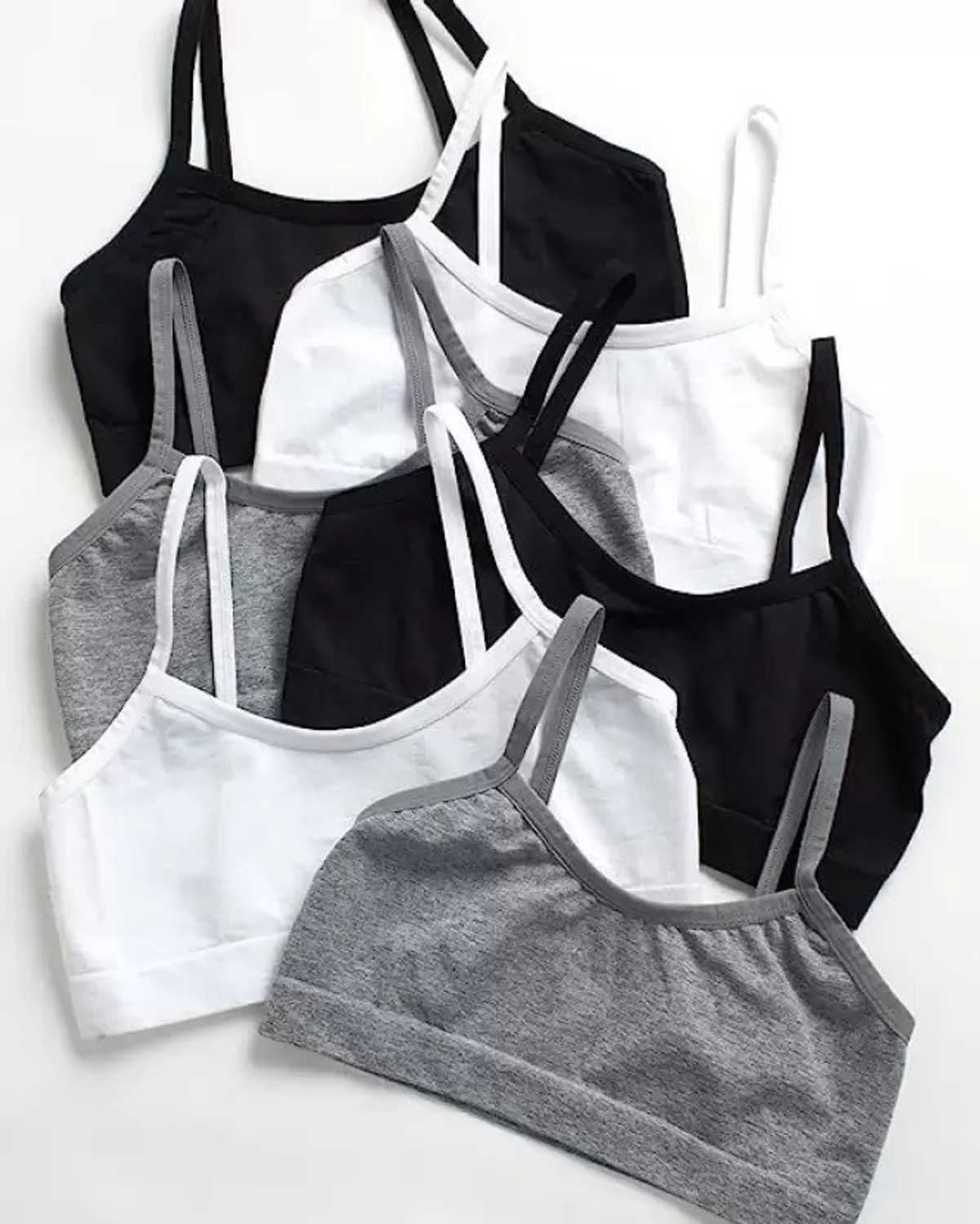 Image of texello Pack of 3 Girls Training /Beginners Non Padded Bra (Black, White, Grey)
