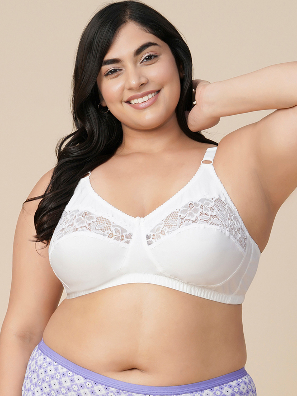 Image of Groversons Paris Beauty Women Full Coverage Non Padded Bra (Beige)