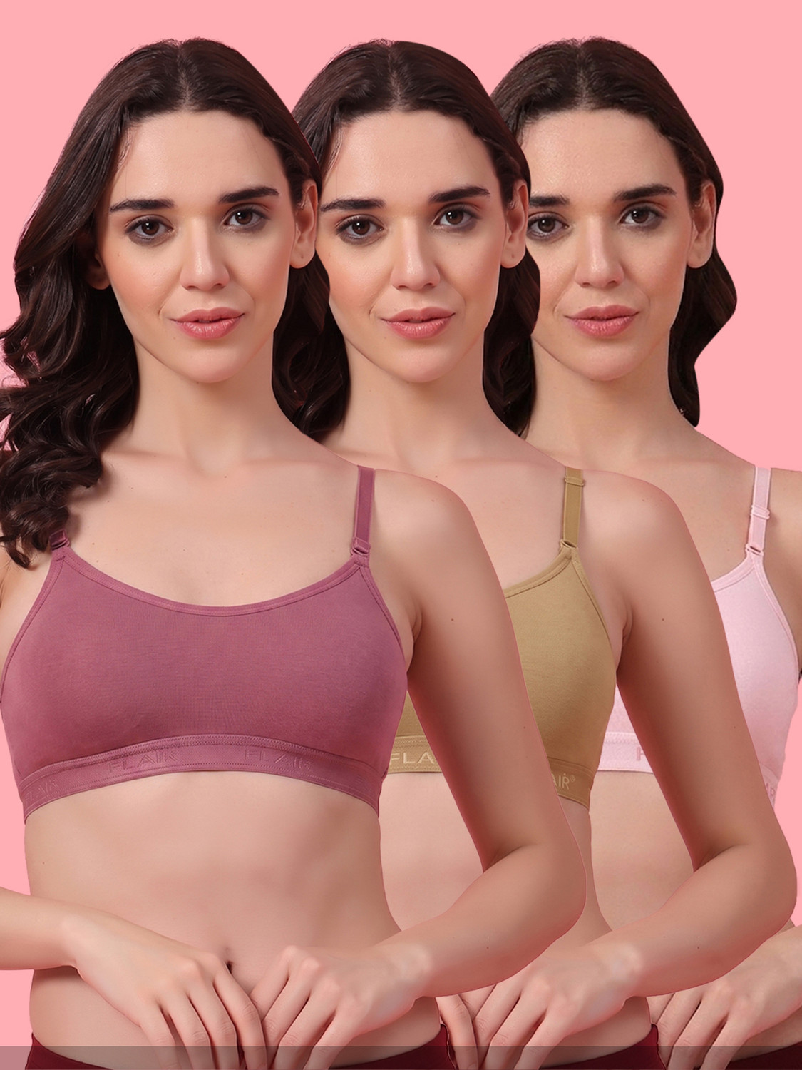 Image of Shyam Sons FLAIR Women Full Coverage Non Padded Bra (Pink)