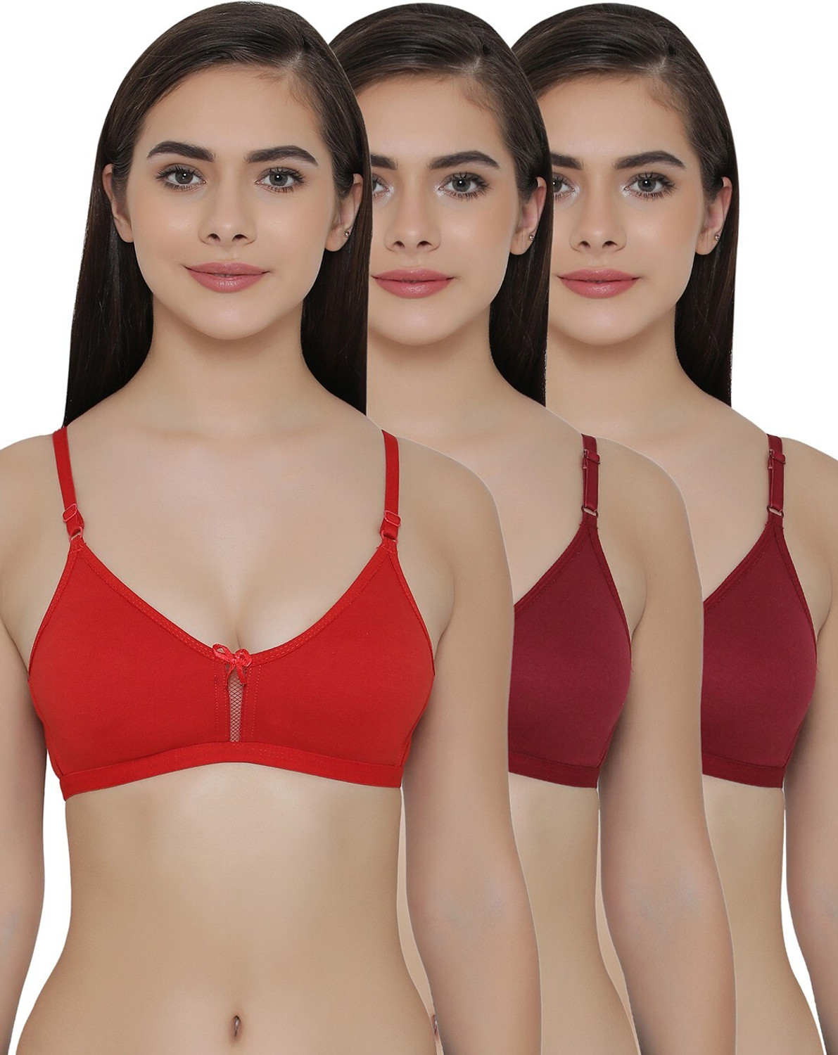 Image of Clovia Pack of 3 Women Full Coverage Non Padded Bra (Multicolor)