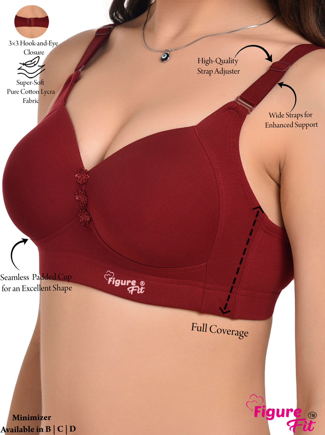 Image of Trylo Women Full Coverage Non Padded Bra (White)