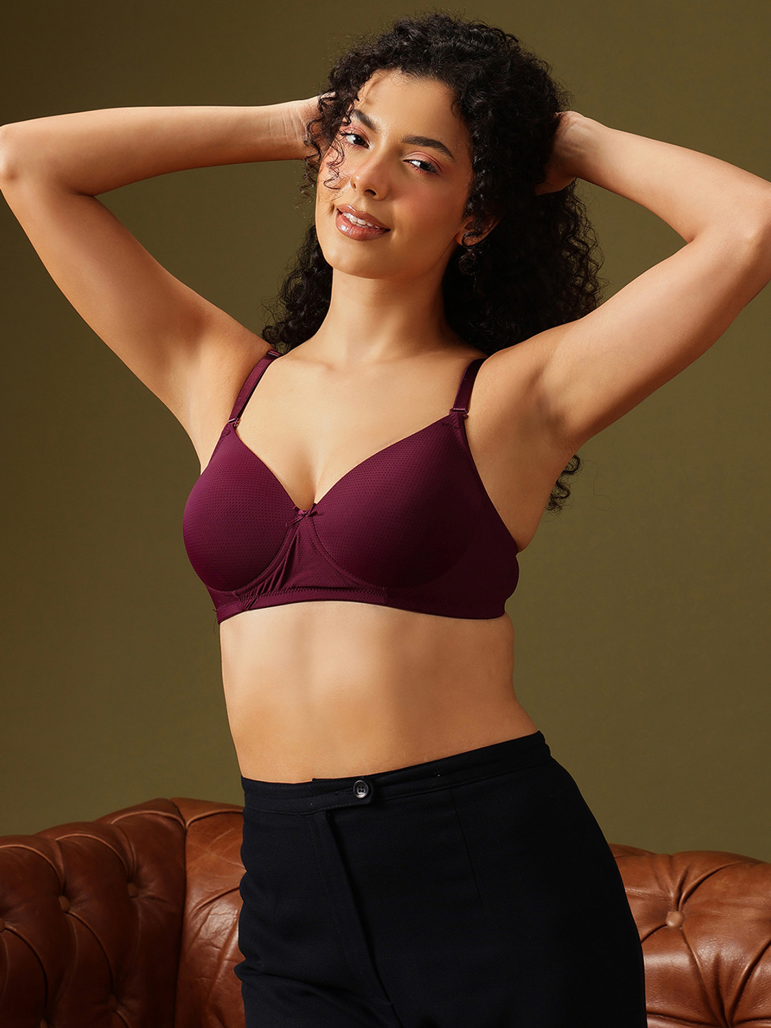 Image of Dressberry Women T-Shirt Lightly Padded Bra (Maroon)