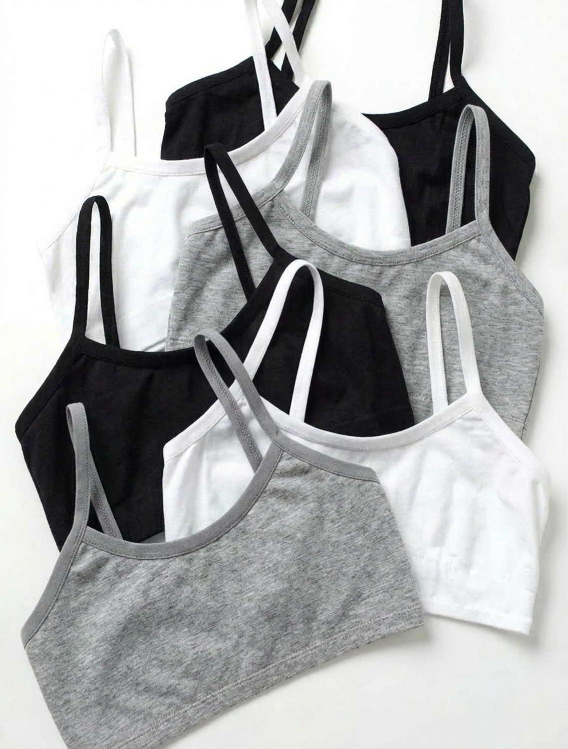 Image of texello Pack of 3 Girls Training /Beginners Non Padded Bra (Black, White, Grey)