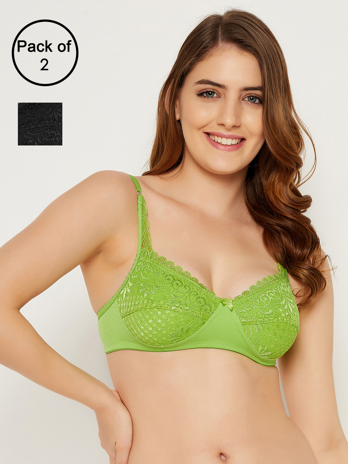 Image of Clovia Pack of 2 Women Full Coverage Non Padded Bra (Multicolor)