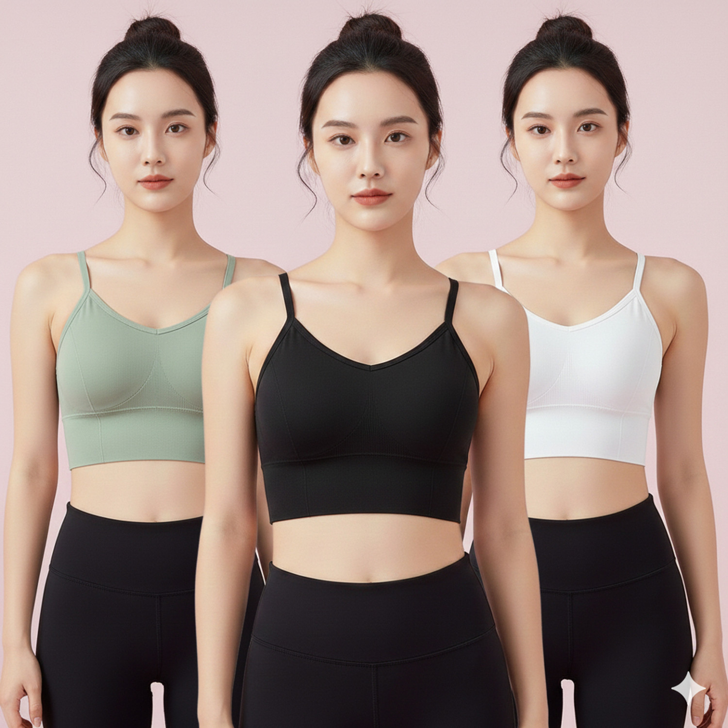 Image of Fixfolk Pack of 3 Women Sports Lightly Padded Bra (Multicolor)