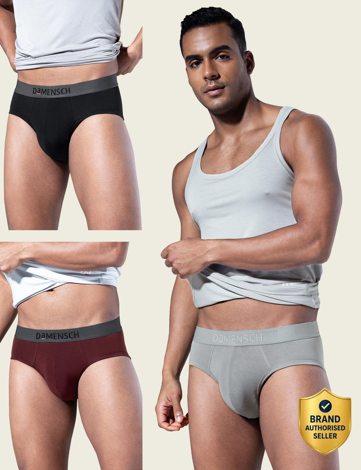 Image of Damensch Pack of 3 Micro Modal Stretch V Shape Solid Men Brief