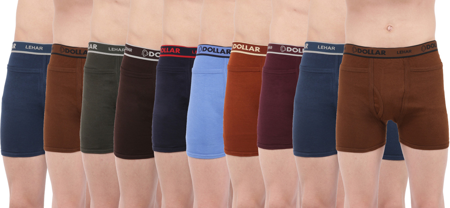 Image of Dollar Pack of 5 Dollar Lehar Mens Combed Cotton Trunk - Pack of 5 - Actual Colour May Vary Solid Men Trunk