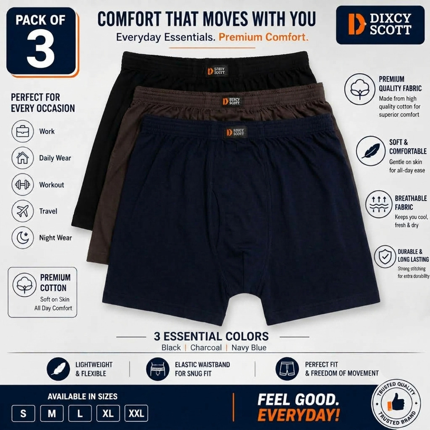 Image of DIXCY SCOTT Pack of 5 Solid Men Brief