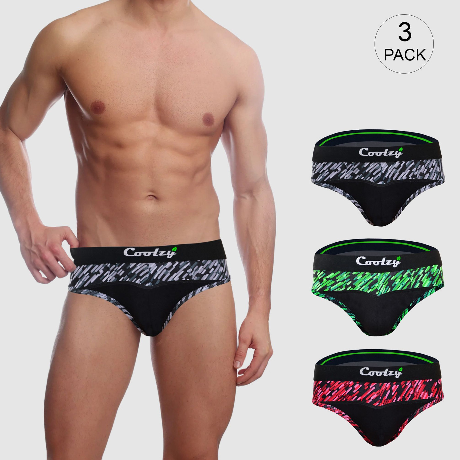 Image of COOLZY Pack of 3 Printed Men Brief
