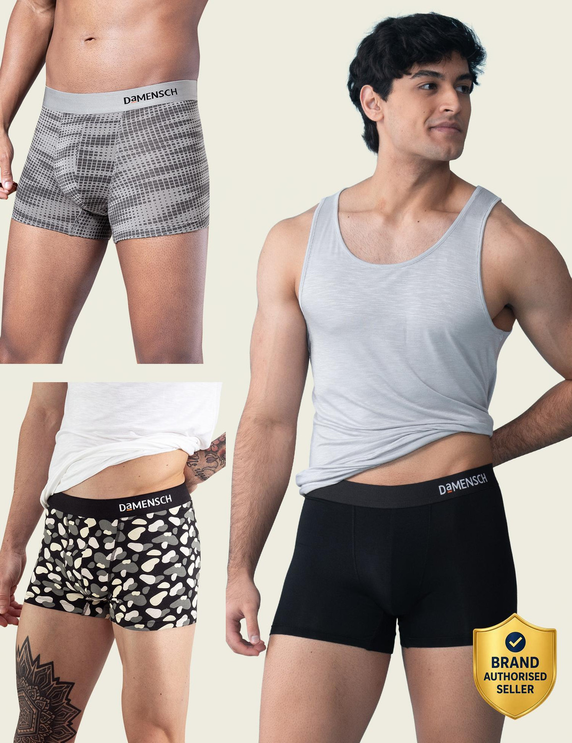 Image of XYXX Pack of 3 Illuminati Intellisoft Micro Modal Color Blocked Solid Men Trunk