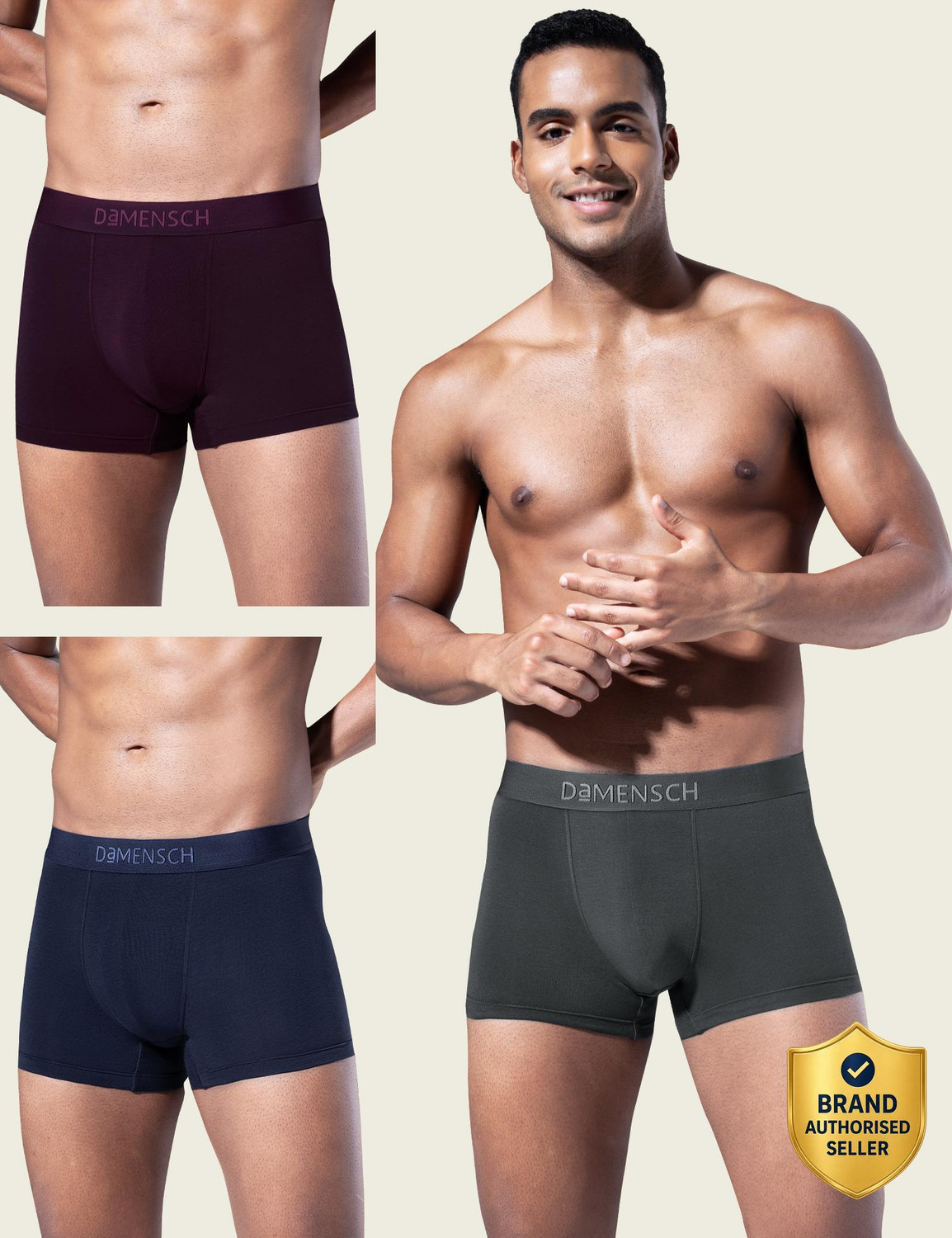 Image of XYXX Pack of 3 Illuminati Intellisoft Micro Modal Color Blocked Solid Men Trunk