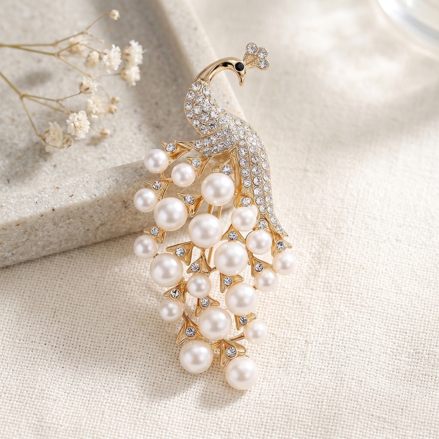 Image of PALAY Faux Pearl Rhinestones Collar Safety Pin Clothing Dresses Saree Brooch for Women Brooch (Multicolor)