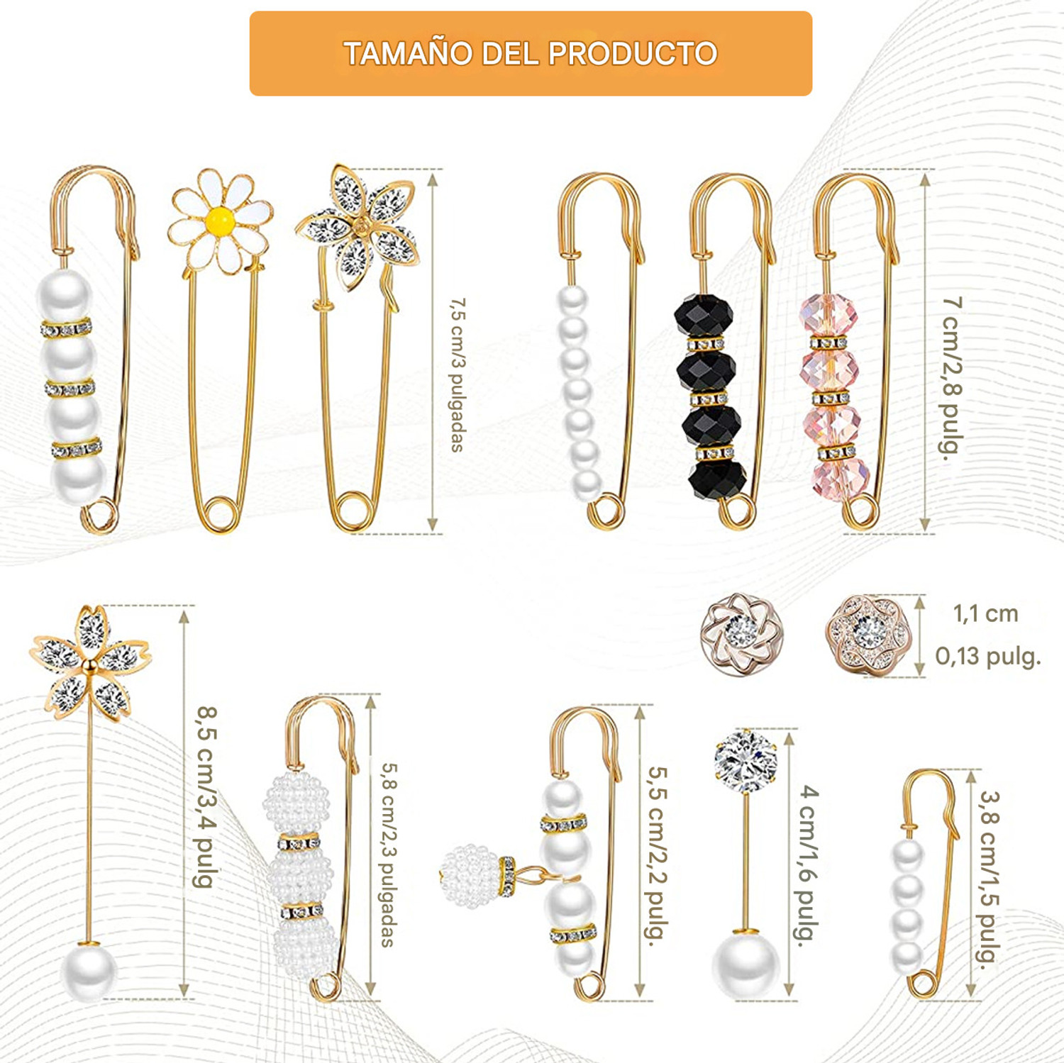 Image of PALAY Faux Pearl Rhinestones Collar Safety Pin Clothing Dresses Saree Brooch for Women Brooch (Multicolor)