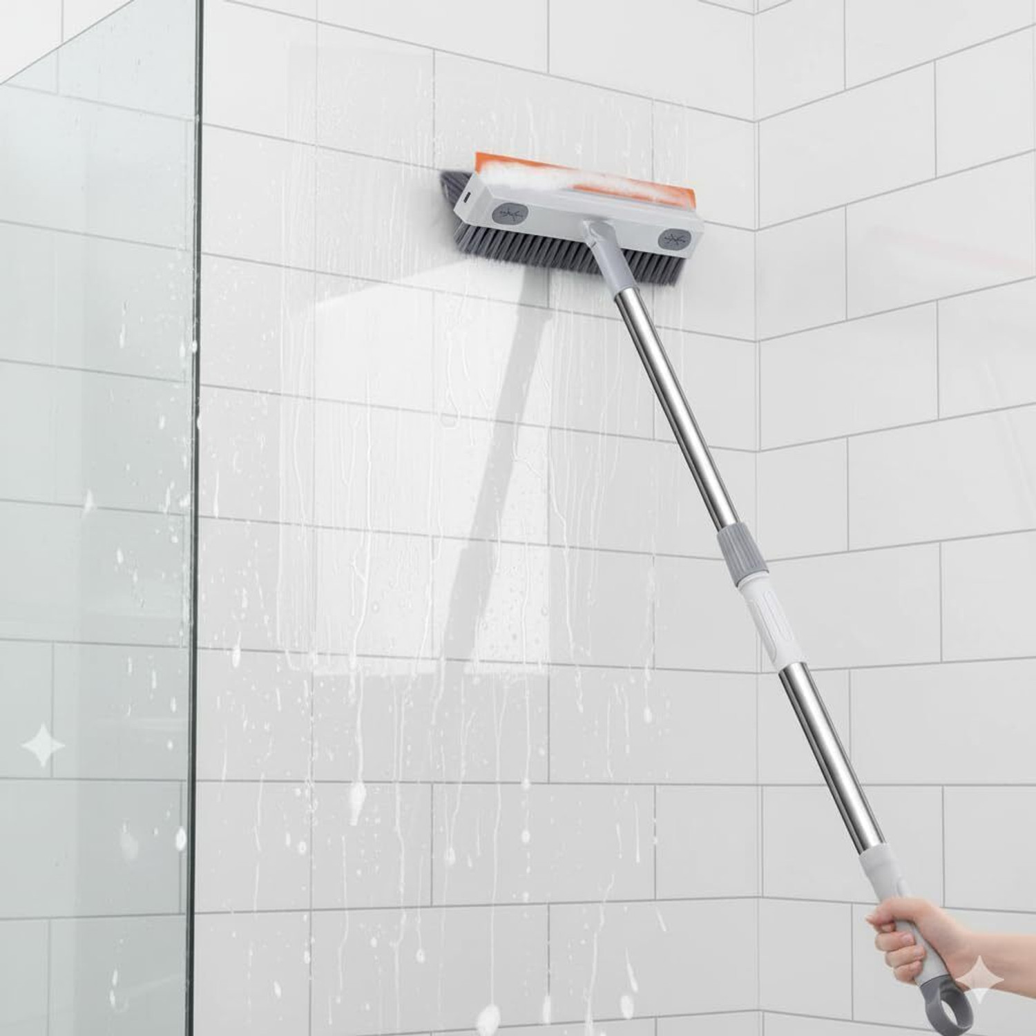 Image of EDICON 2 in 1 Floor Cleaning Brush with Rubber Squeegee Silicone, Plastic Wet and Dry Brush (Multicolor)