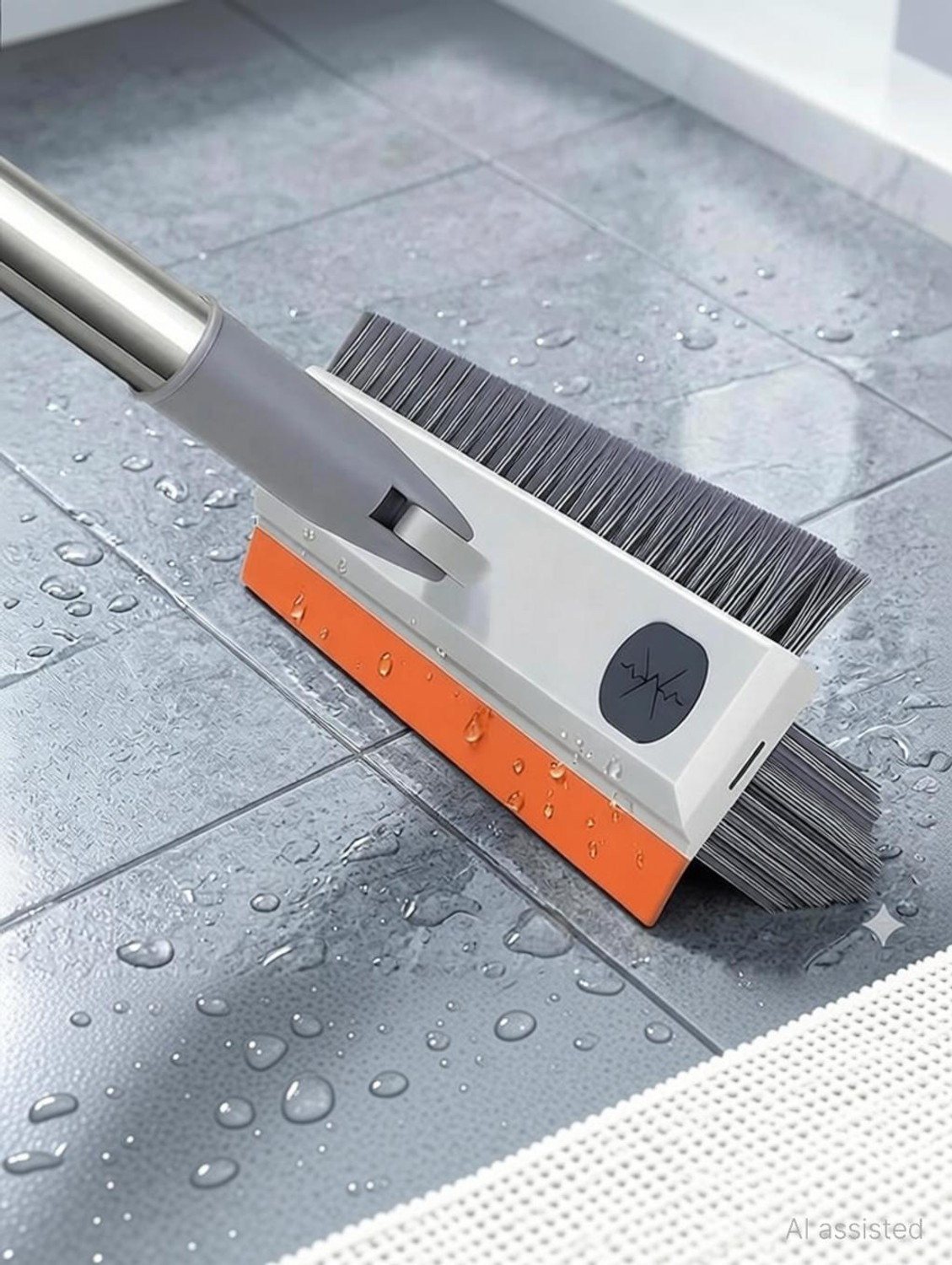 Image of EDICON 2 in 1 Floor Cleaning Brush with Rubber Squeegee Silicone, Plastic Wet and Dry Brush (Multicolor)