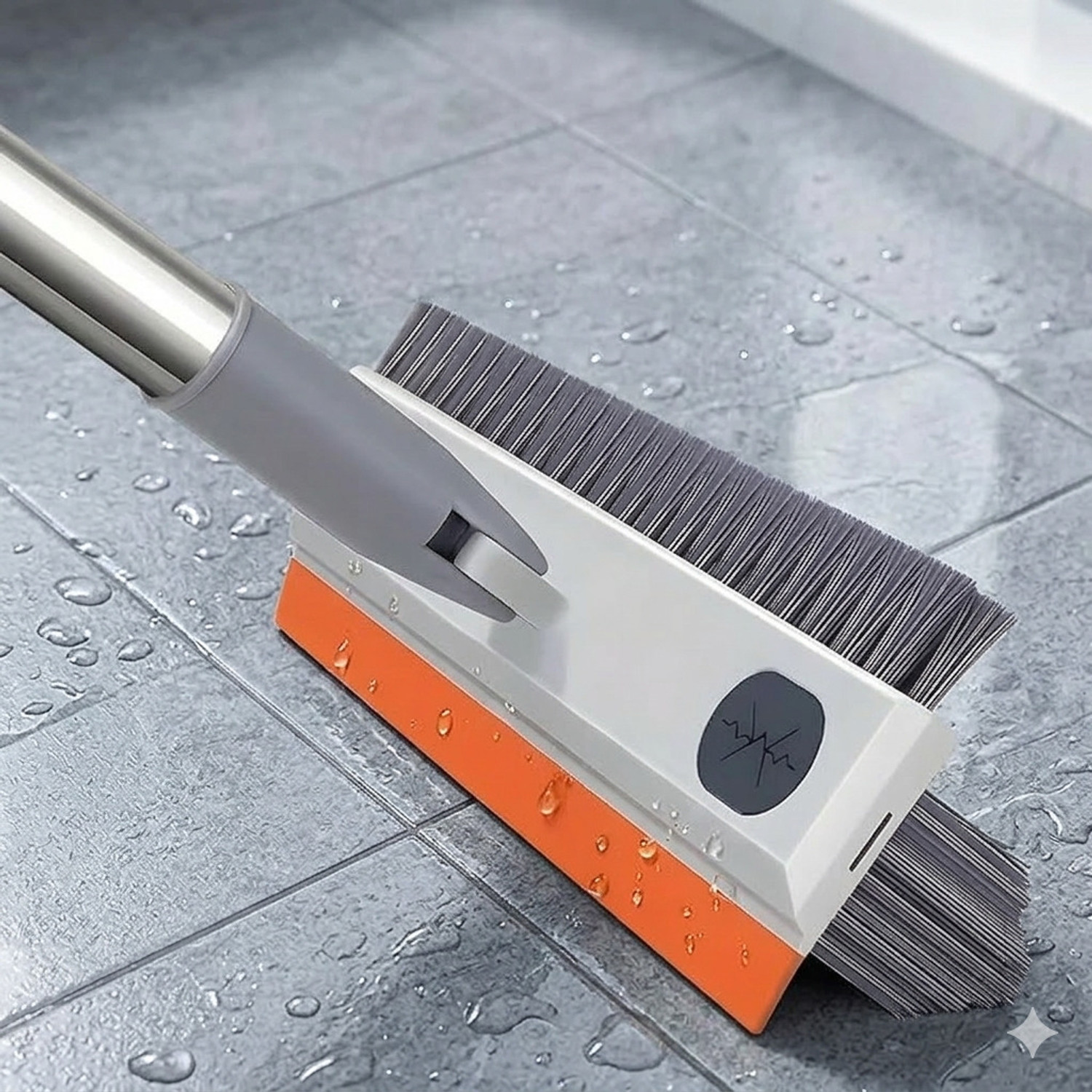 Image of EDICON 2 in 1 Floor Cleaning Brush with Rubber Squeegee Silicone, Plastic Wet and Dry Brush (Multicolor)