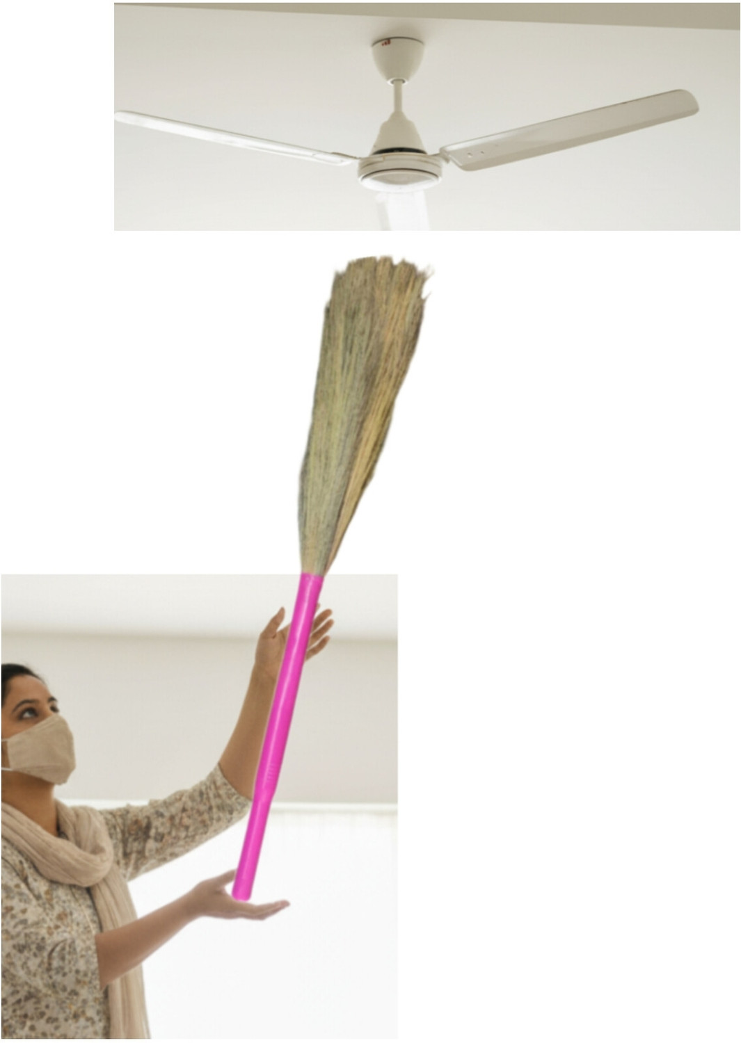 Image of Buwas PINK COLOUR BROOMS LONG SOFT GRASS DRY pack of 2 Grass Dry Broom (Purple, 2 Units)