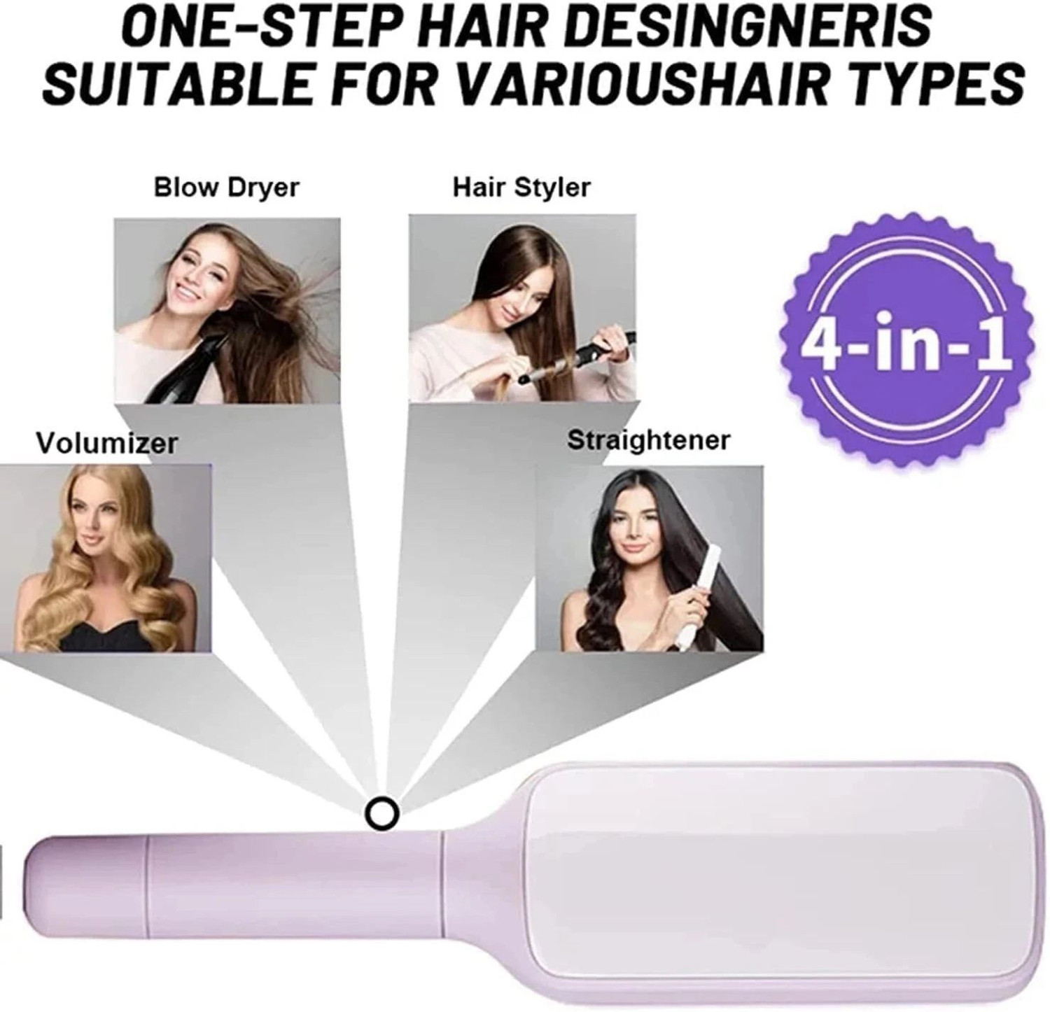 Image of KASHTHBHANJAN Self-Cleaning Anti-Static Massage Comb - 4-in-1 Detangling Hairbrush Plastic Wet Brush (Multicolor)