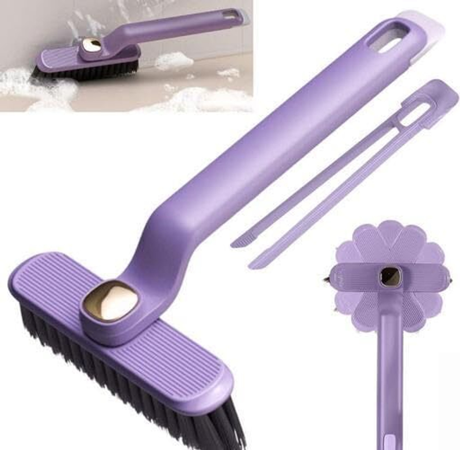 Image of KASHTHBHANJAN Self-Cleaning Anti-Static Massage Comb - 4-in-1 Detangling Hairbrush Plastic Wet Brush (Multicolor)