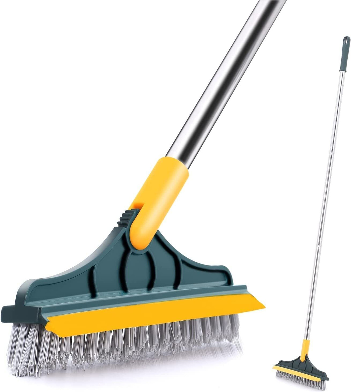 Image of EDICON 2 in 1 Floor Cleaning Brush with Rubber Squeegee Silicone, Plastic Wet and Dry Brush (Multicolor)