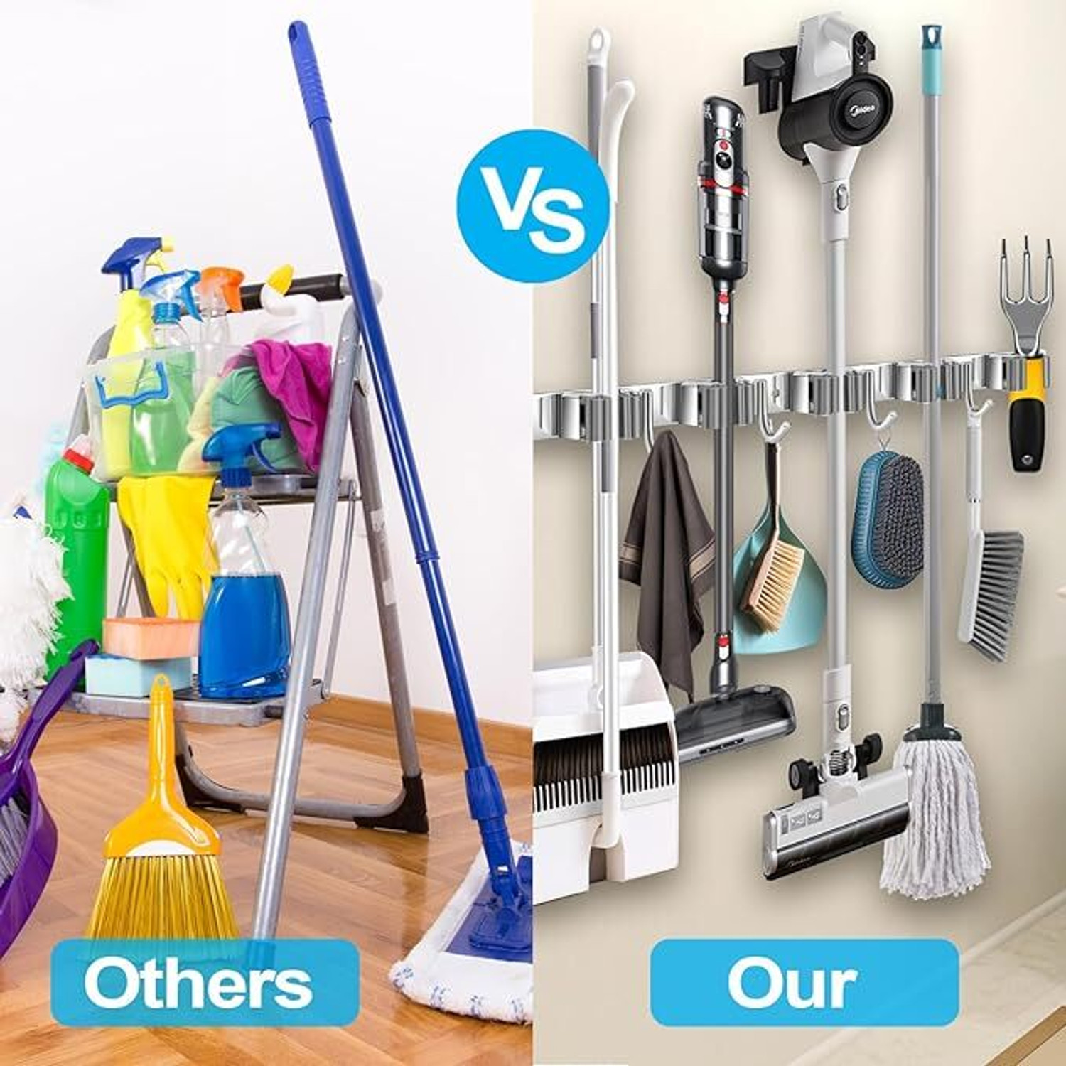 Image of brandstore Steel Stainless Steel Broom Holder (5 Holders)