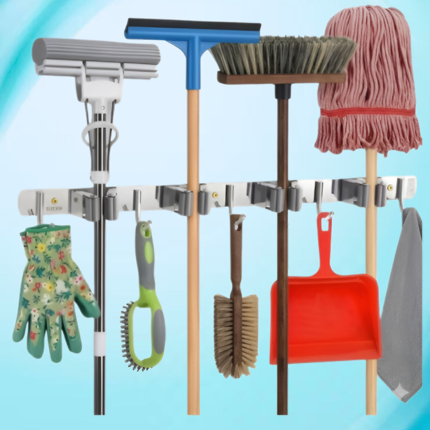 Image of brandstore Steel Stainless Steel Broom Holder (5 Holders)