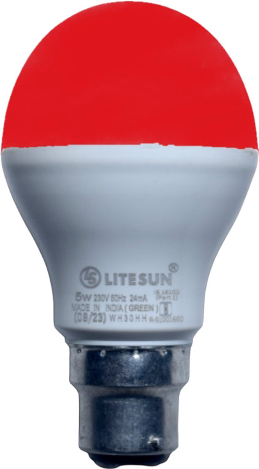 Image of LiteSun 5 W Basic Standard B22 LED Bulb (Red)