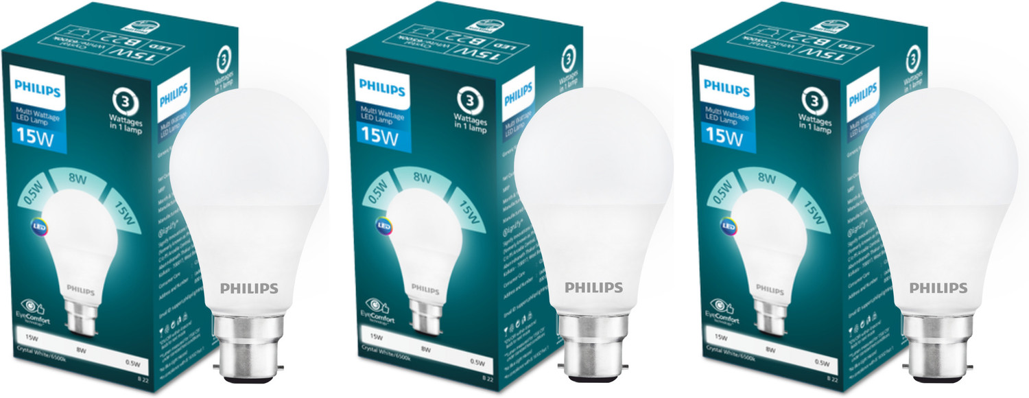 Image of PHILIPS 15 W Multi Watt Standard B22 LED Bulb (White, Pack of 6)