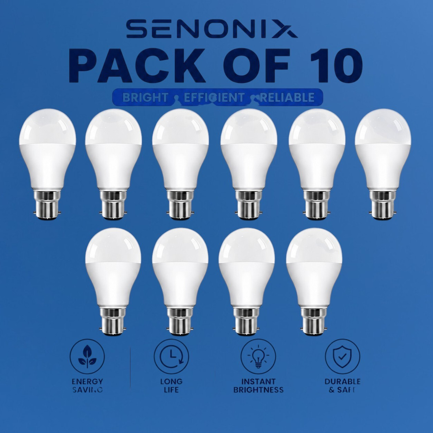 Image of HALONIX 10 W Basic Decorative B22 LED Bulb (White, Pack of 8)