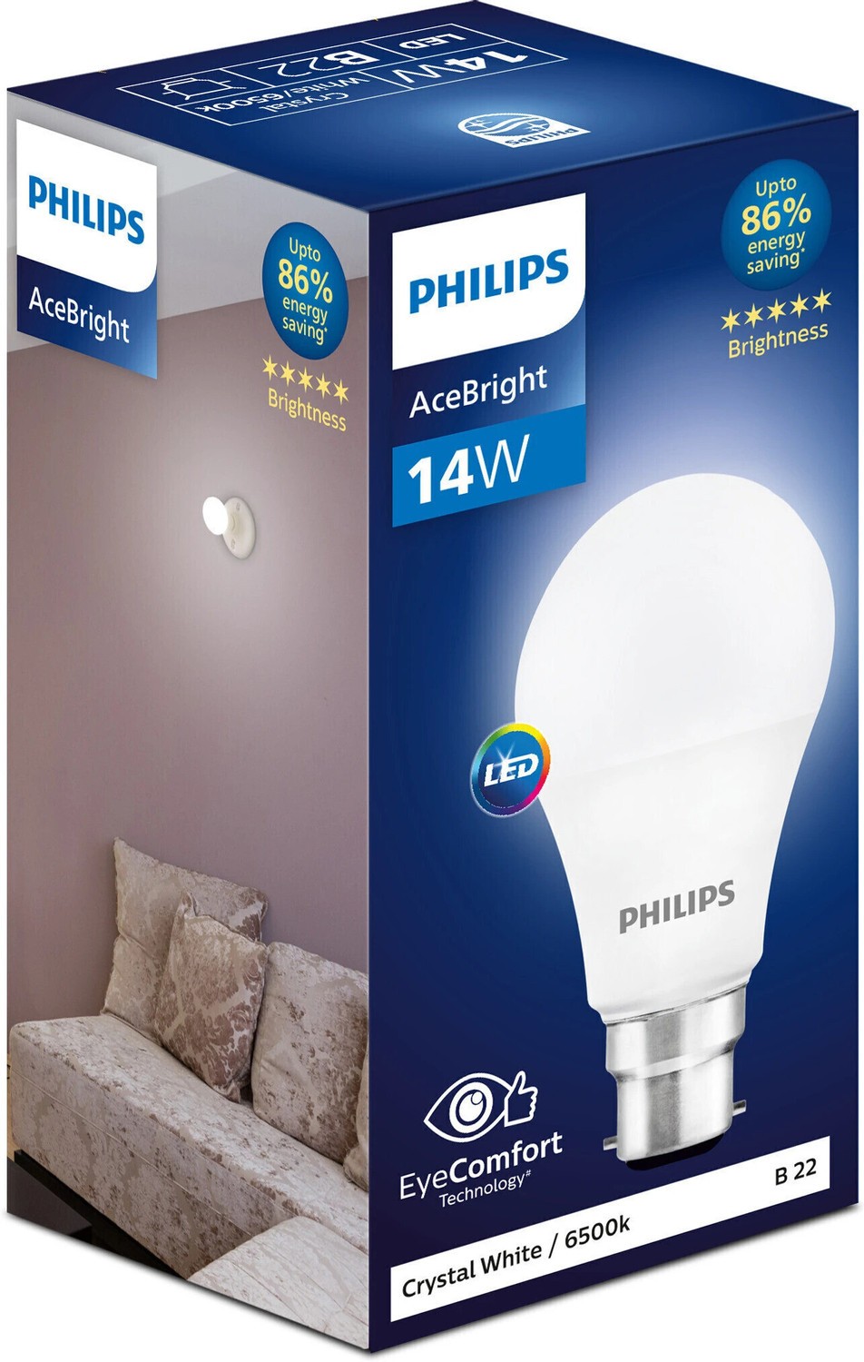 Image of HAVELLS 8.5 W Motion Sensor Round B22 LED Bulb (White, Pack of 2)