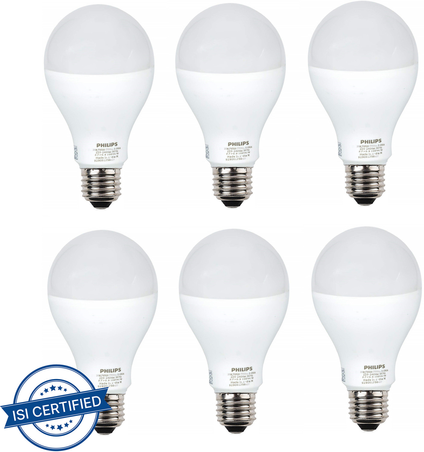 Image of PHILIPS 22 W Basic Round E27 LED Bulb (White, Pack of 6)