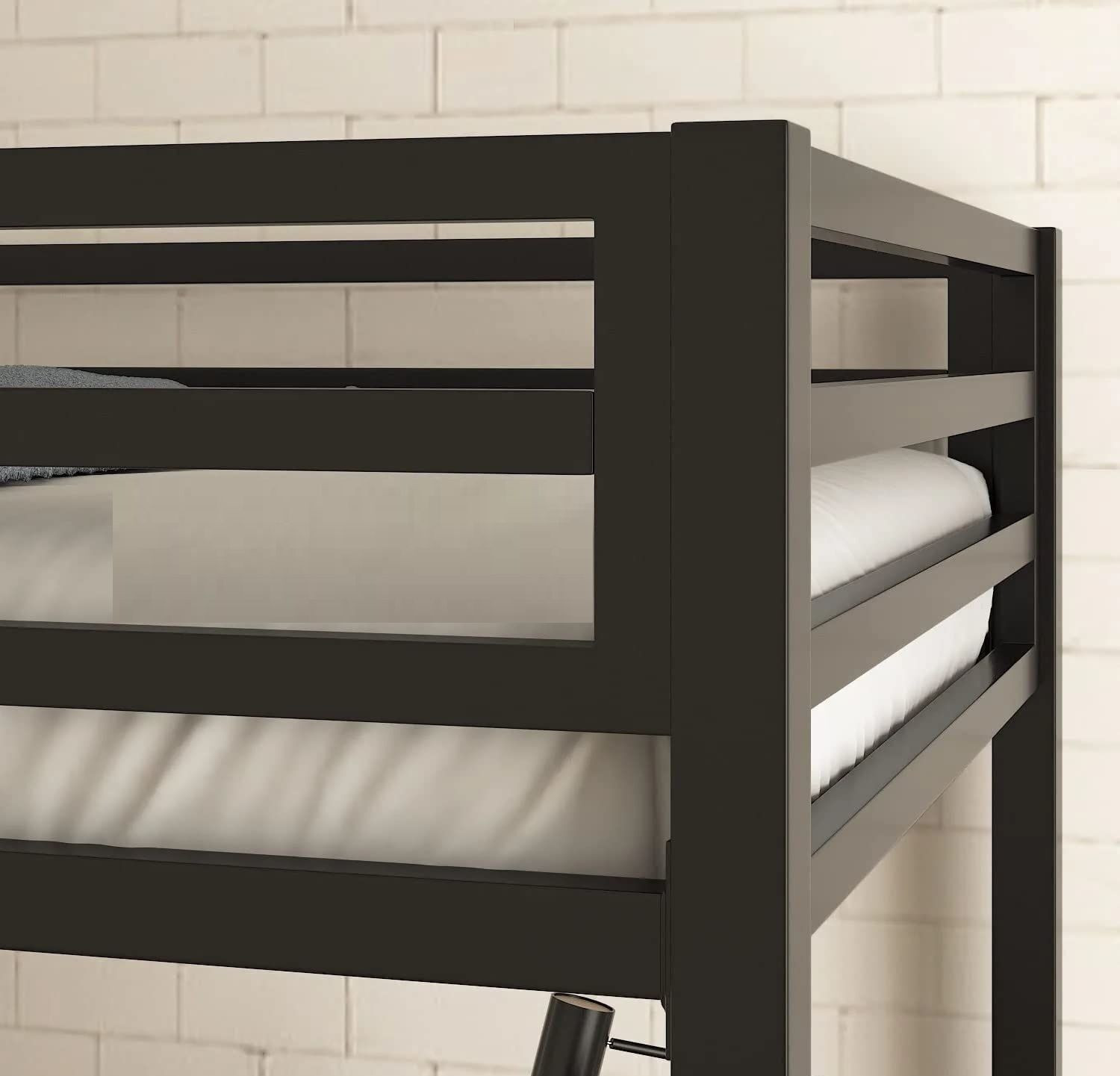Image of BhaviHandicraft Bunk Bed For Junior, Twin Over Full Size Beds With Sturdy Guard Rail Metal Bunk Bed (Finish Color - BLACK, DIY(Do-It-Yourself))