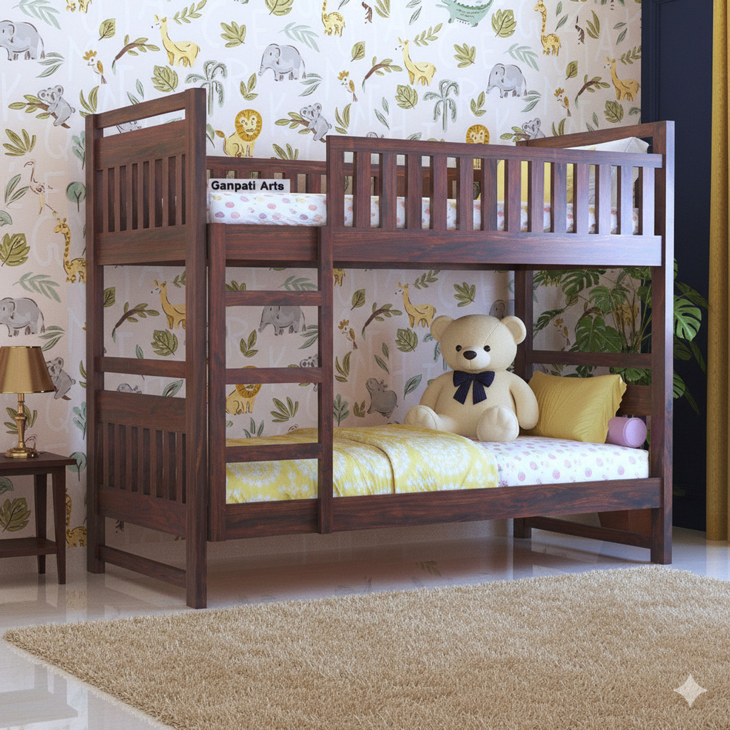 Image of BhaviHandicraft Bunk Bed For Junior, Twin Over Full Size Beds With Sturdy Guard Rail Metal Bunk Bed (Finish Color - BLACK, DIY(Do-It-Yourself))