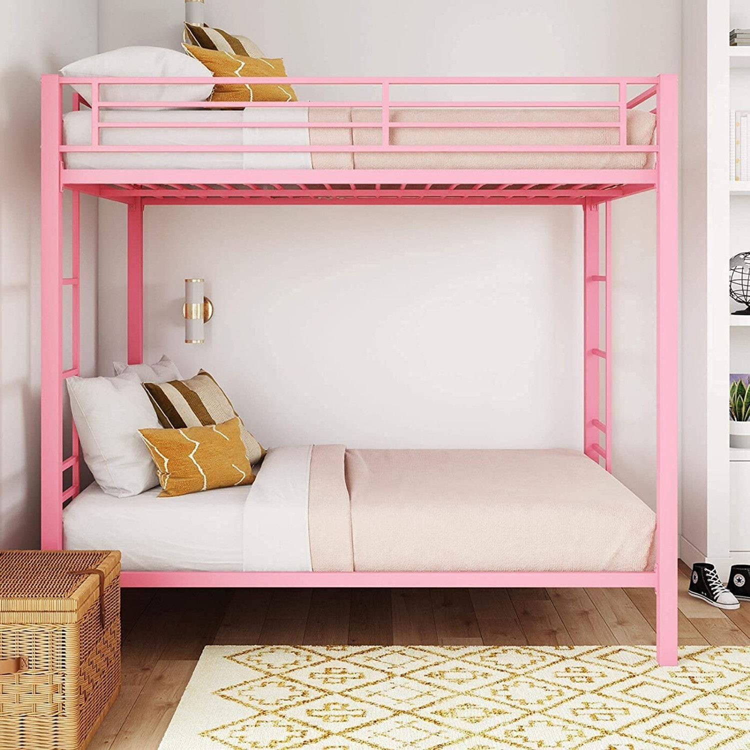 Image of BhaviHandicraft Bunk Bed For Junior, Twin Over Full Size Beds With Sturdy Guard Rail Metal Bunk Bed (Finish Color - BLACK, DIY(Do-It-Yourself))