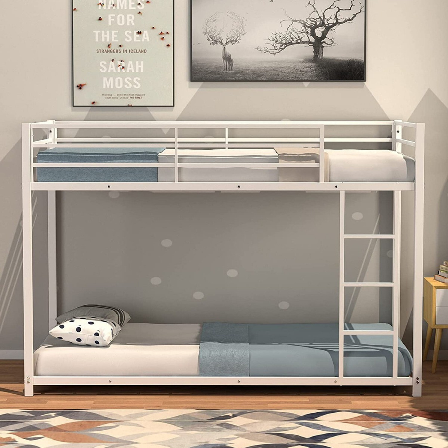 Image of BhaviHandicraft Bunk Bed For Junior, Twin Over Full Size Beds With Sturdy Guard Rail Metal Bunk Bed (Finish Color - BLACK, DIY(Do-It-Yourself))