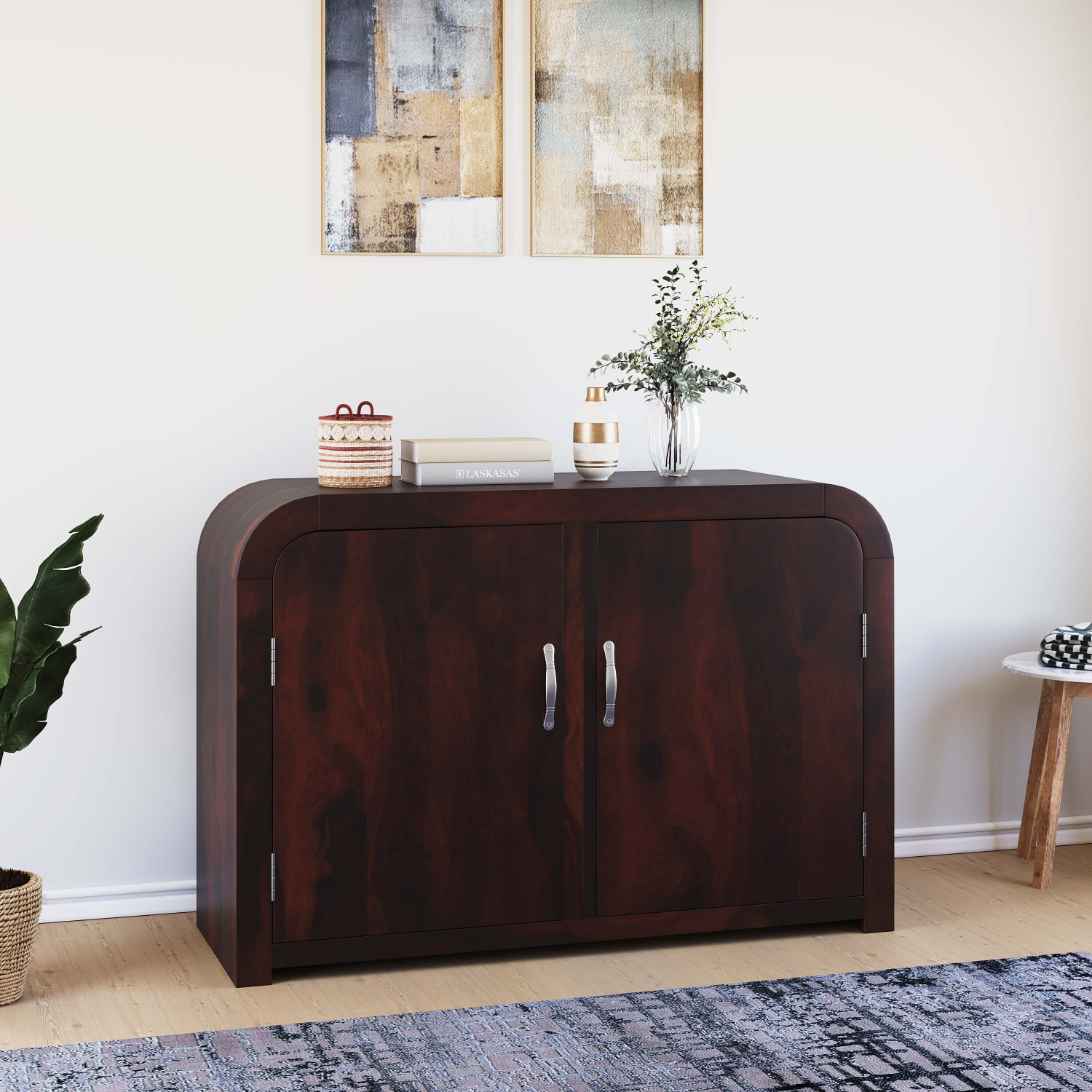 Image of Kunjal Furniture Solid Sheesham Wood Chest Of Drawer For Home| Bedroom & Kitchen | Solid Wood Free Standing Cabinet (Finish Color - Natural Teak Finish, Door Type- Hinged, Pre-assembled)