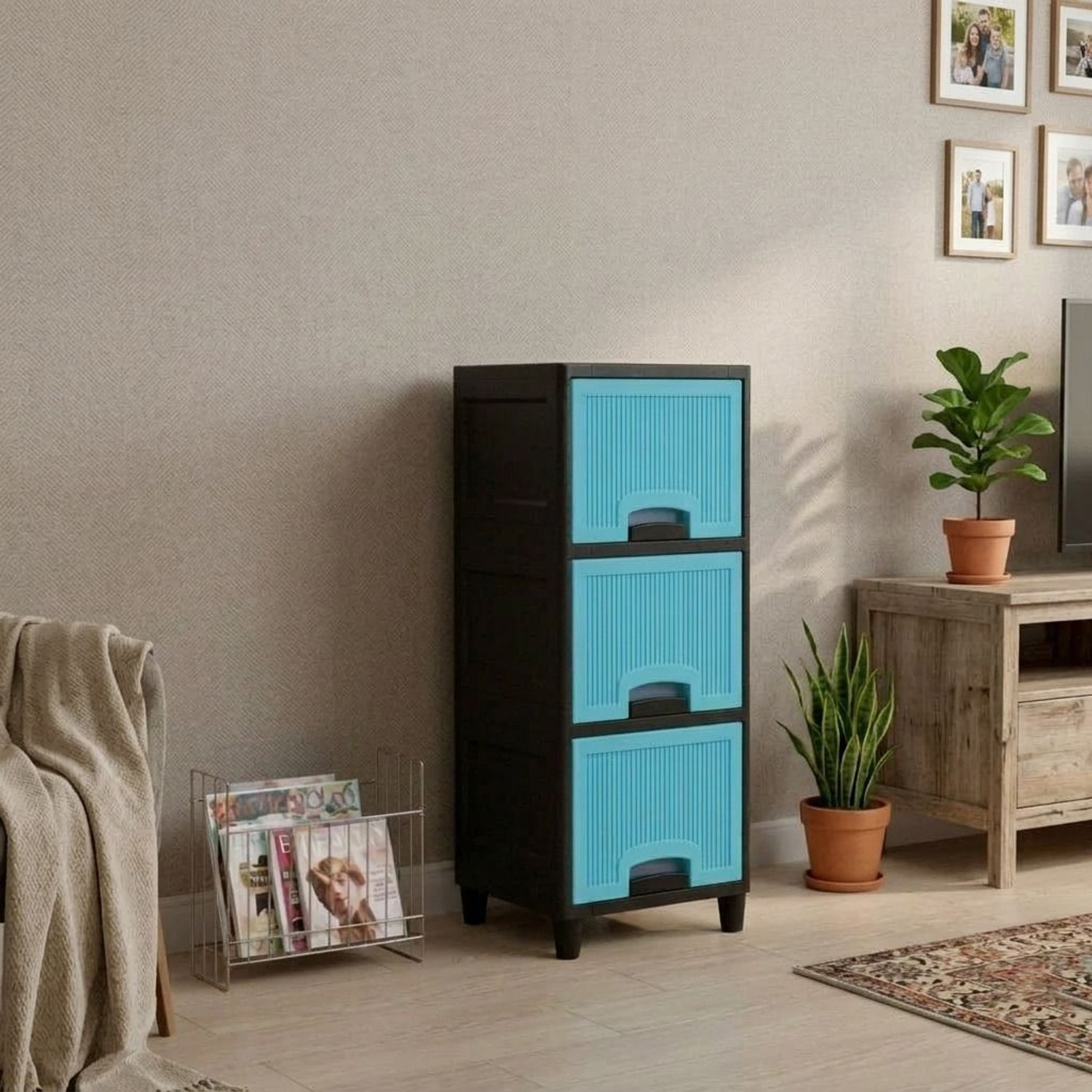 Image of Kunjal Furniture Solid Sheesham Wood Chest Of Drawer For Home| Bedroom & Kitchen | Solid Wood Free Standing Cabinet (Finish Color - Natural Teak Finish, Door Type- Hinged, Pre-assembled)