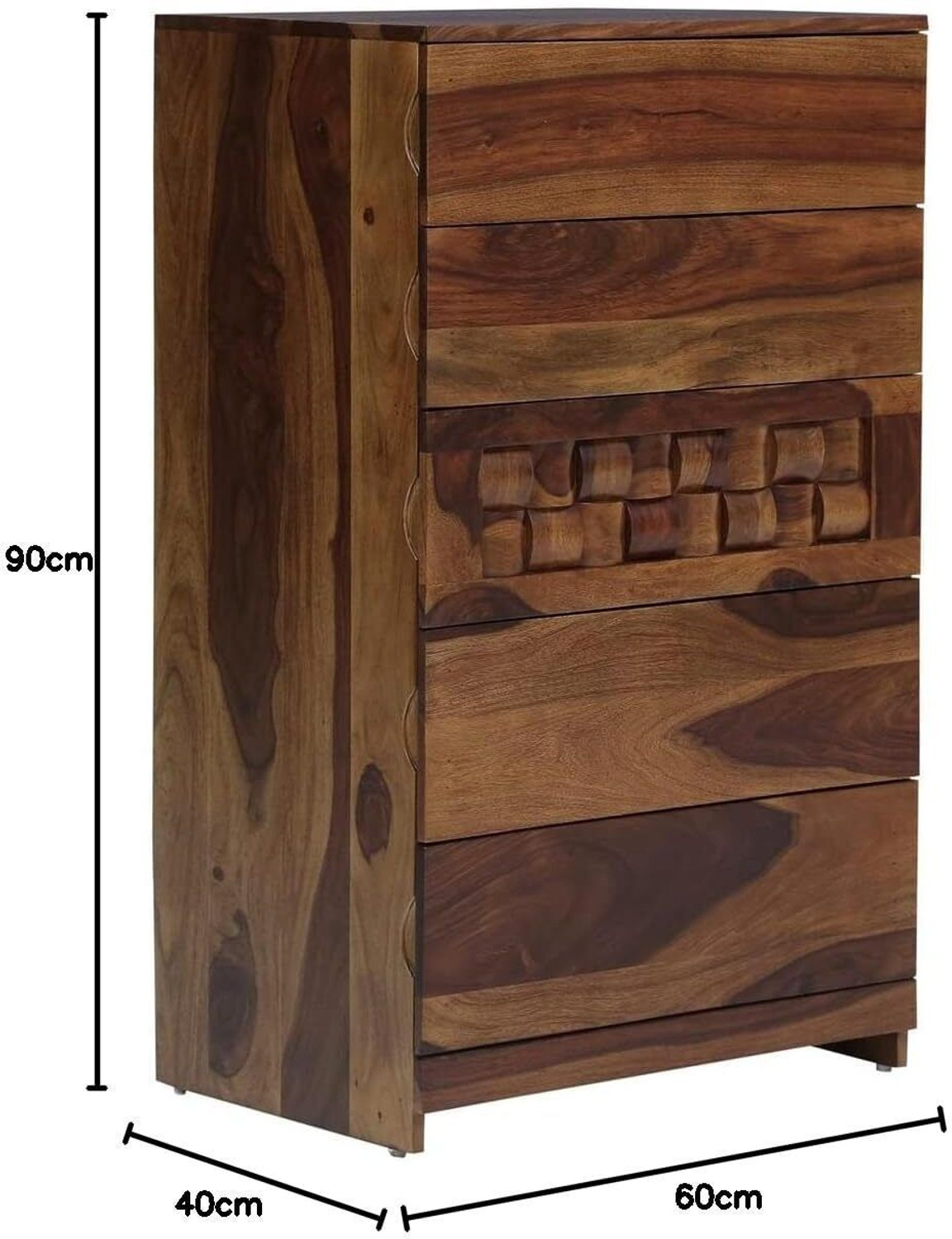Image of Kunjal Furniture Solid Sheesham Wood Chest Of Drawer For Home| Bedroom & Kitchen | Solid Wood Free Standing Cabinet (Finish Color - Natural Teak Finish, Door Type- Hinged, Pre-assembled)