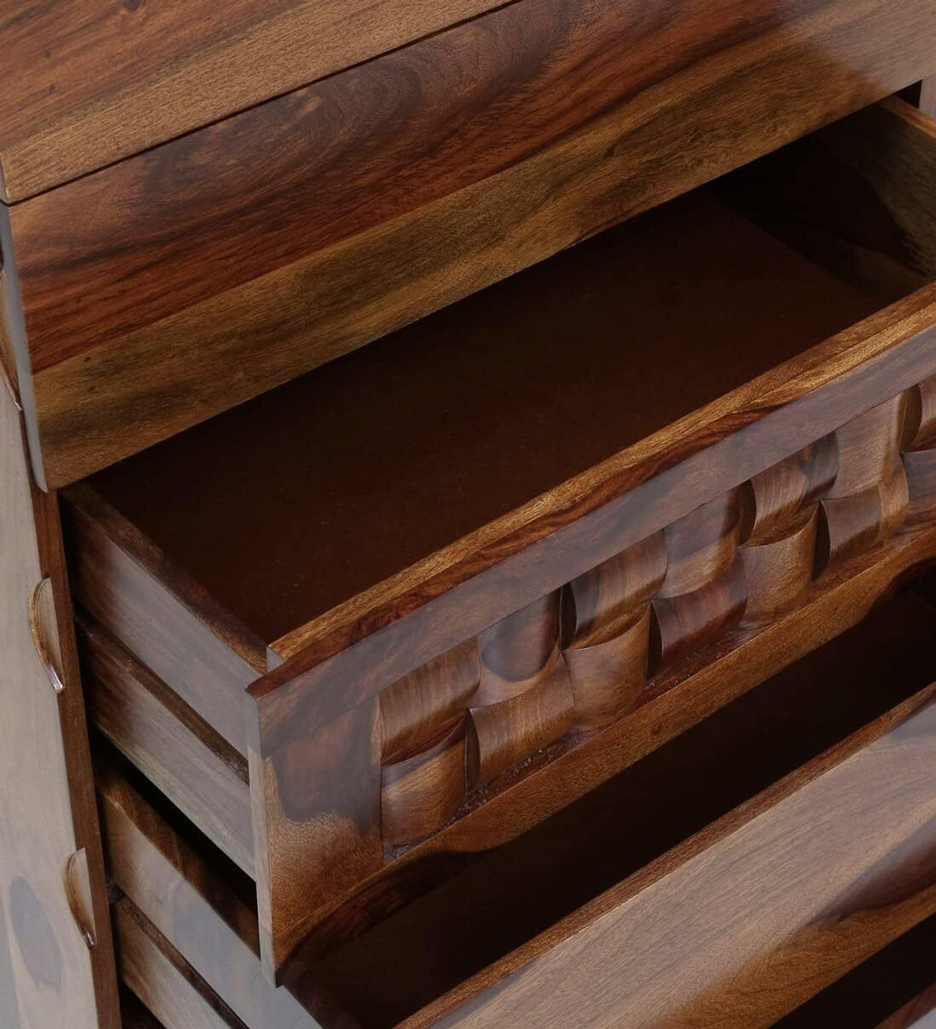 Image of Kunjal Furniture Solid Sheesham Wood Chest Of Drawer For Home| Bedroom & Kitchen | Solid Wood Free Standing Cabinet (Finish Color - Natural Teak Finish, Door Type- Hinged, Pre-assembled)