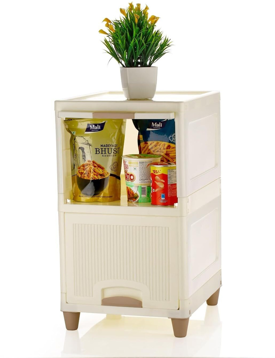 Image of MAXTID Plastic Semi-Open Book Shelf (Finish Color - White, DIY(Do-It-Yourself))