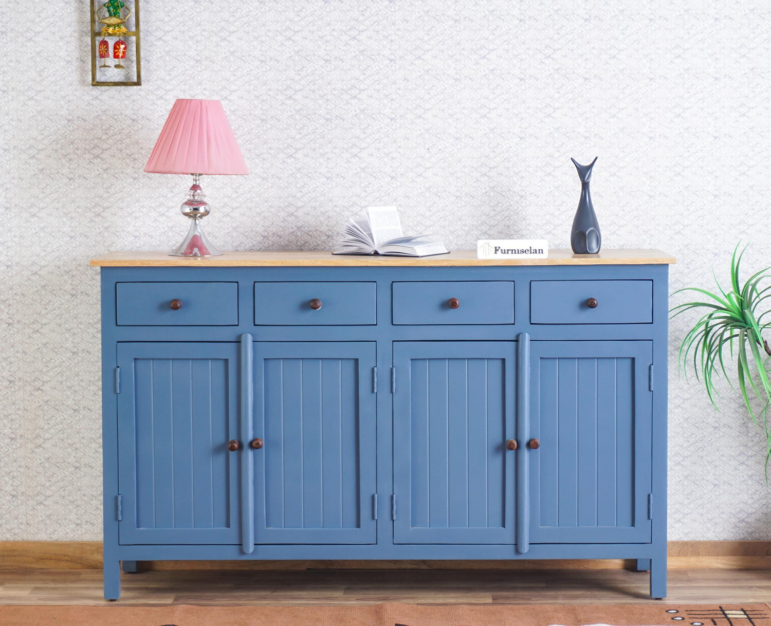 Image of Kunjal Furniture Solid Sheesham Wood Chest Of Drawer For Home| Bedroom & Kitchen | Solid Wood Free Standing Cabinet (Finish Color - Natural Teak Finish, Door Type- Hinged, Pre-assembled)