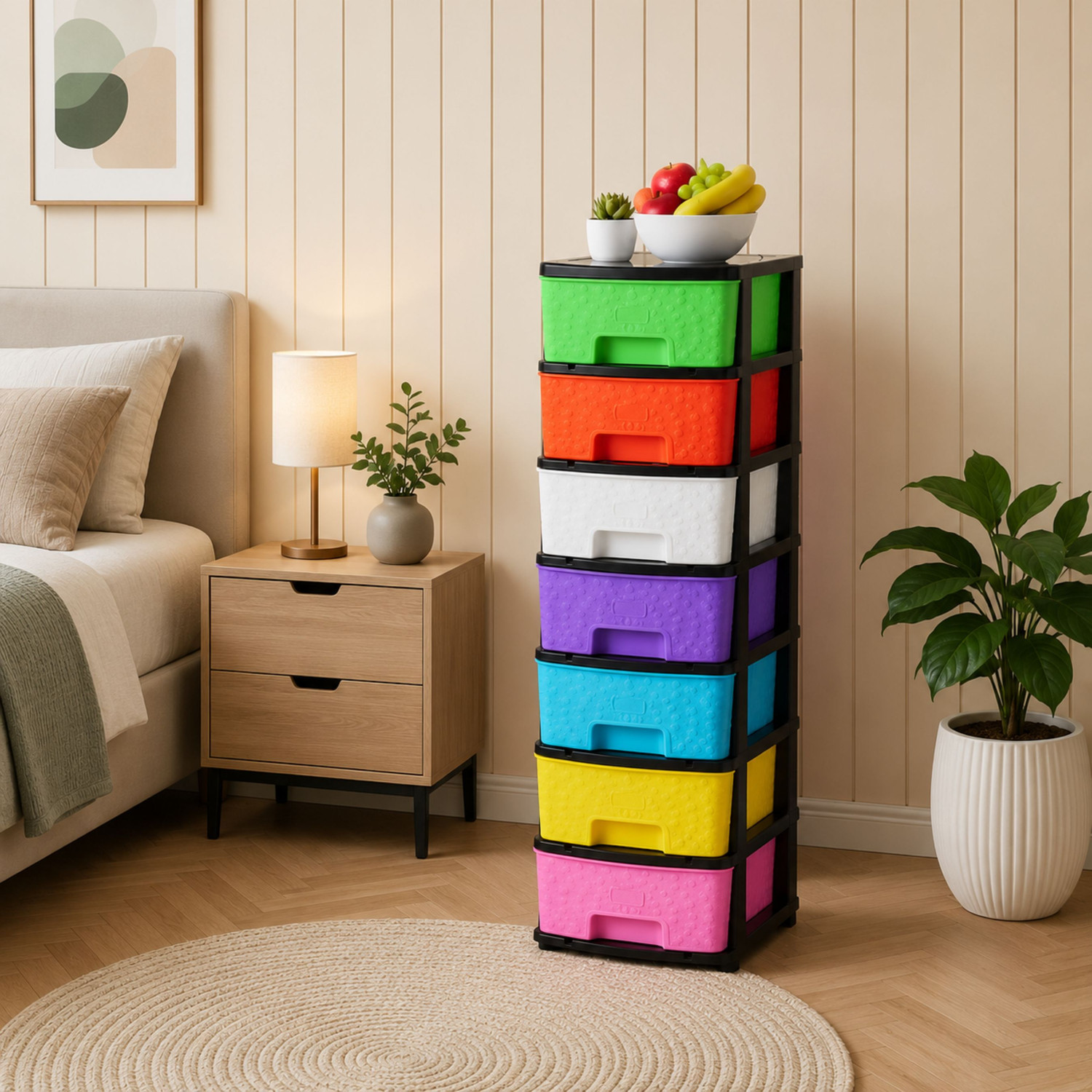 Image of TEX-RO Chest of Drawers : Versatile Drawer Storage Organizer & Organizers 3 layer Plastic Free Standing Chest of Drawers (Finish Color - White, Door Type- Folding, DIY(Do-It-Yourself))