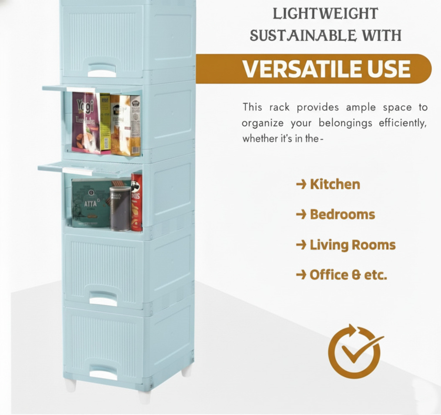 Image of ZUDAZ Multi-Layer Storage Cabinet Plastic Kitchen Cabinet (Finish Color - Blue, DIY(Do-It-Yourself))