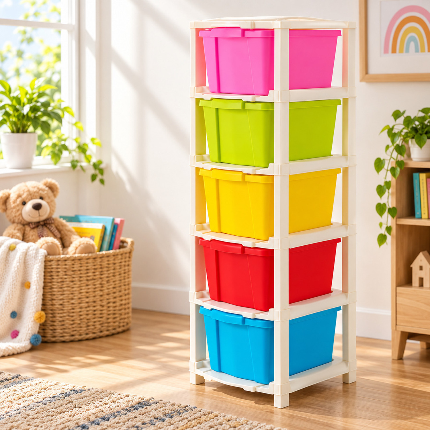 Image of TEX-RO Chest of Drawers : Versatile Drawer Storage Organizer & Organizers 3 layer Plastic Free Standing Chest of Drawers (Finish Color - White, Door Type- Folding, DIY(Do-It-Yourself))