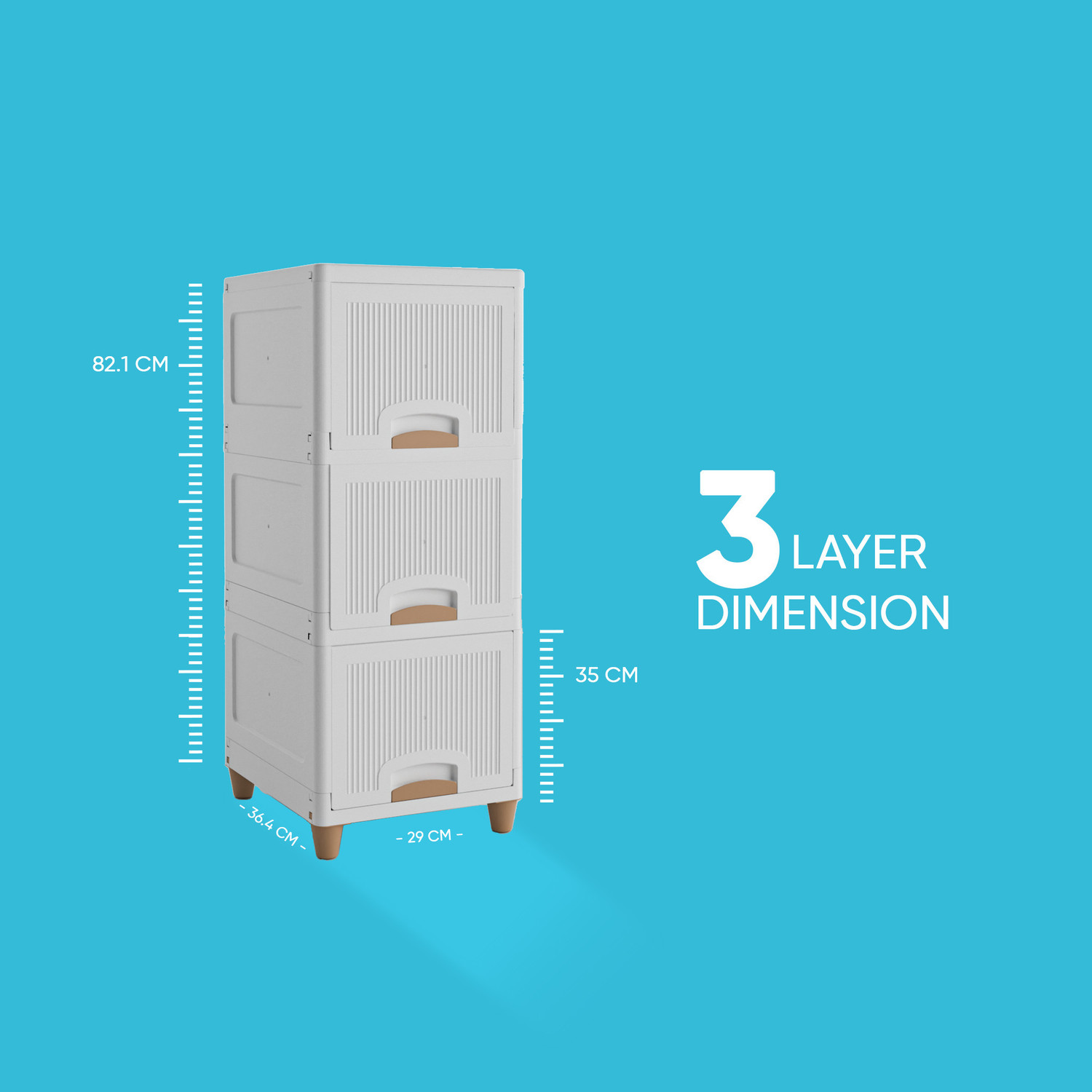 Image of TEX-RO Chest of Drawers : Versatile Drawer Storage Organizer & Organizers 3 layer Plastic Free Standing Chest of Drawers (Finish Color - White, Door Type- Folding, DIY(Do-It-Yourself))