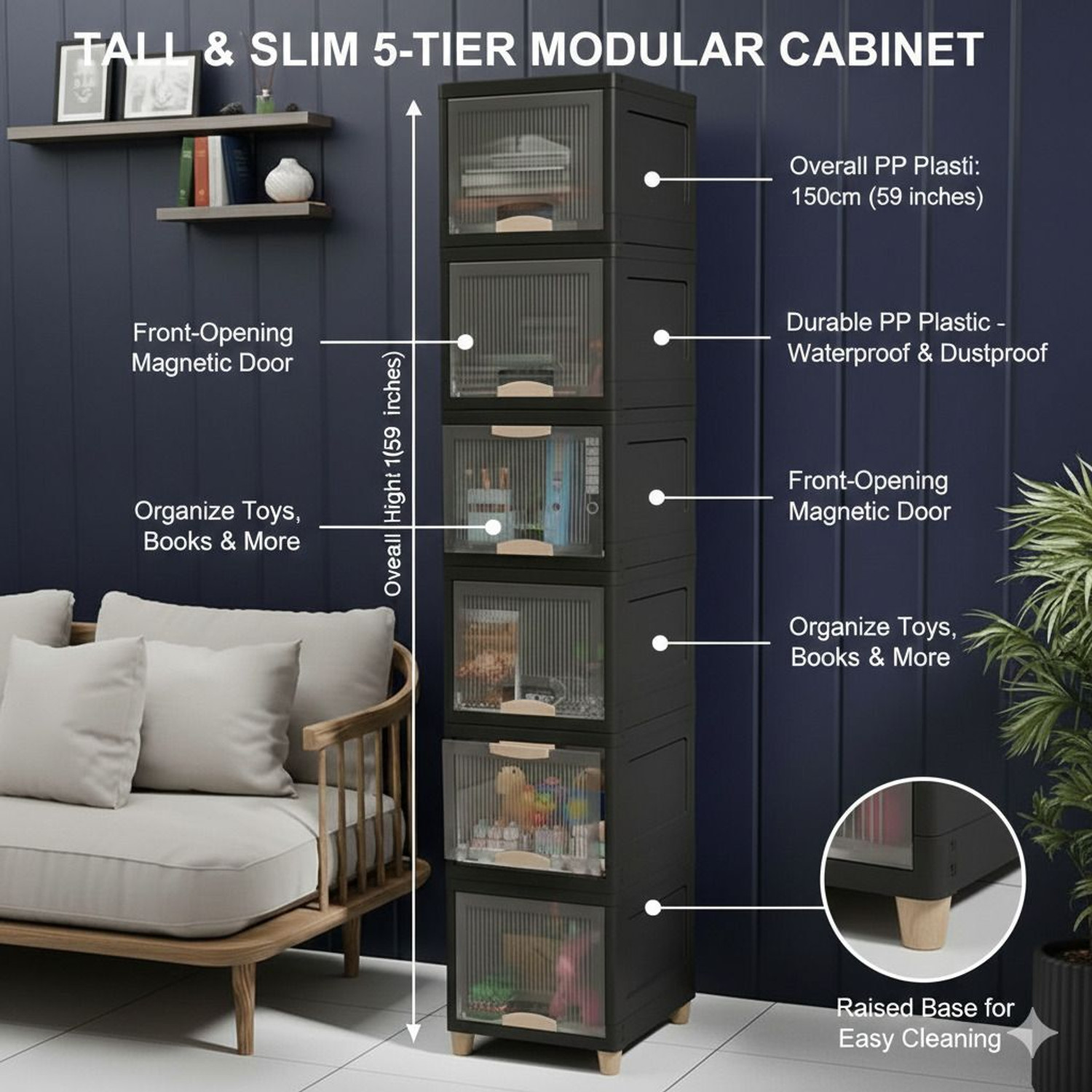 Image of vokay MULTI Layer Plastic Modular Basket Drawer Chest Storage Plastic Free Standing Cabinet (Finish Color - Multicolour, Pre-assembled)